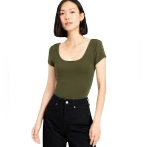 Old Navy Double-Layer T-Shirt Olive Green Scoop Neck Top XXL